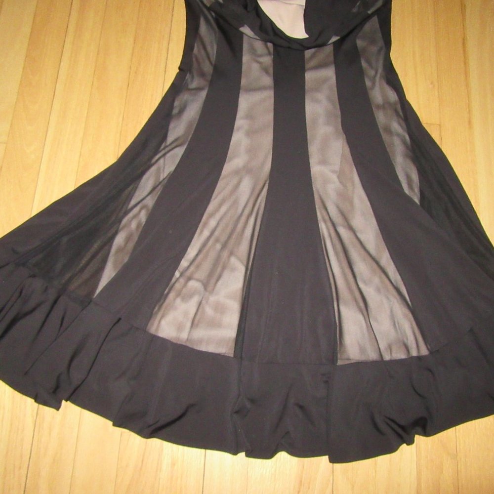 VINTAGE MAGGIE LONDON DRESS/BLACK/SLEEVELESS/STRIPED/SHEER/SIZE 10! - Picture 4 of 5